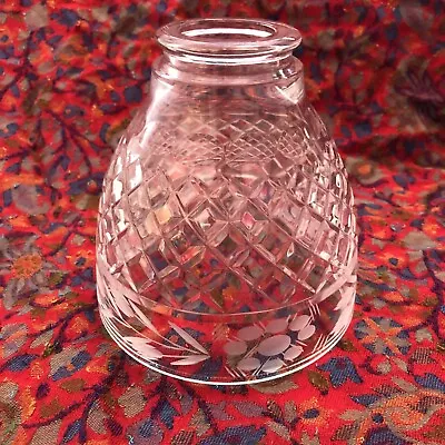 Buy Vintage Etched And Pressed Glass Diamond And Floral Pattern Clear Lamp Shade 5”T • 23.53£