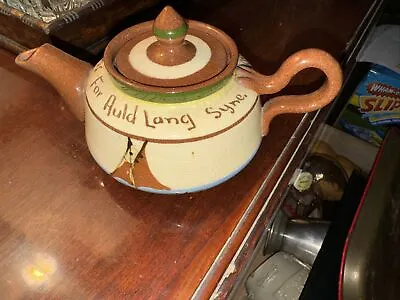 Buy Torquay Motto Ware Pottery Teapot, Auld Lang Syne Inscription • 8.50£