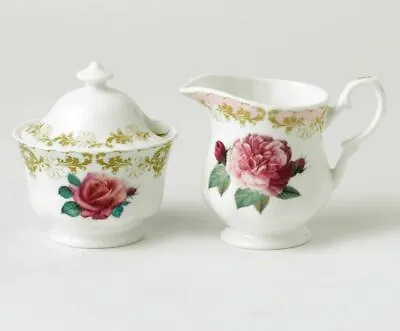 Buy Roy Kirkham Vintage Rose Sugar Bowl And Milk Jug Set - Fine Bone China • 15.50£
