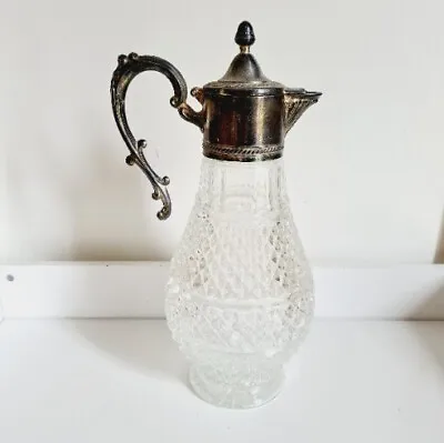 Buy Italian Vintage Cut Glass Silver Plated Top Wine Decanter • 24.95£