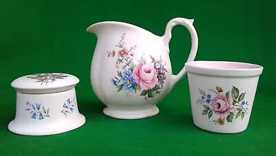 Buy Axe Vale Pottery Floral Jug, Trinket Box & Plant Pot. • 12.99£