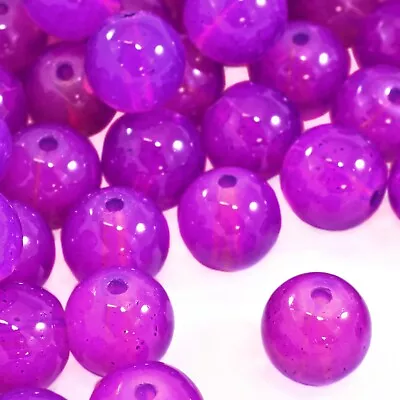 Buy GLASS DRAWBENCH / PEARL BEADS Round Marble Pattern EVERY COLOUR 4mm 6mm 8mm 10mm • 3.48£