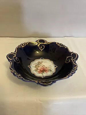Buy Vintage Cobalt Porfin Cluj-Napoca Romanian Porcelain Bowl. Hand Painted! • 18.97£
