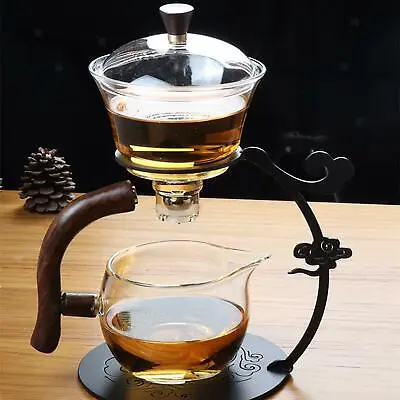 Buy Elegant Kungfu Glass Tea Set Water Diversion Rotating Cover Bowl Drip Pot High • 37.54£