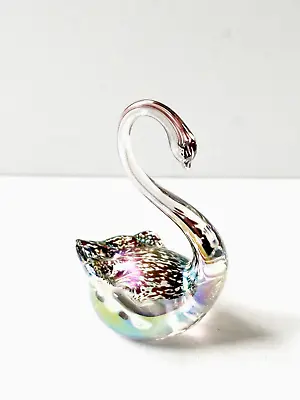 Buy Heron Glass Swan Iridescent 4 Inch Decorative Ornament Paperweight • 12.99£