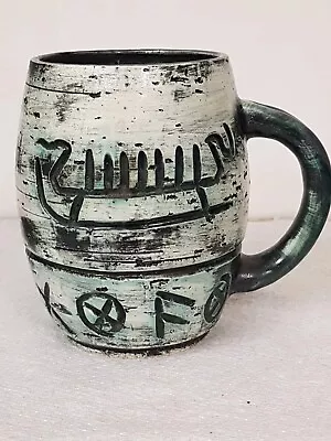 Buy Vintage Arol Halden Norway Studio Pottery Large Mug Viking Runes Design 4.25  • 40£