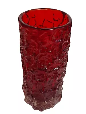 Buy Vintage Whitefriars Ruby Red Glass Vase 7 1/2  (19 Cm)  Tall, 3 1/4  (8 Cm)wide. • 65£