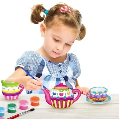 Buy 13 PCS Creative Toys Pretend Play DIY Paint My Own Tea Set Porcelain Kids Art UK • 10.95£