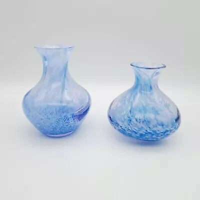 Buy Caithness Glass Bud Vase Swirl Speckled Pale Blue Lilac Tones X2 Small Scotland • 12.98£