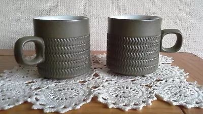 Buy 2 Denby Chevron Tea Cups/mugs Green 60/70's • 12£