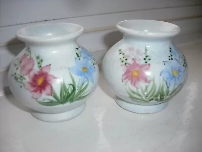 Buy Pair Of Decorative , Hand Painted Vases By Edward Radford Pottery, England ~ Use • 9.99£