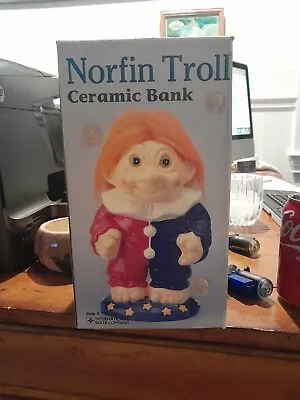 Buy Vintage 1992 Thomas Dam Norfin Troll 10  Clown Ceramic Coin Bank - Orange Hair • 61.76£