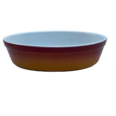 Buy Stoneware Glazed Pottery Orange Gradient Casserole Oval Dish Made In France • 36.98£