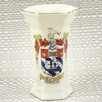 Buy Vintage A&s Arcadian Crested China Mini Model Of Hexagonal Vase - Torquay Crest • 5£