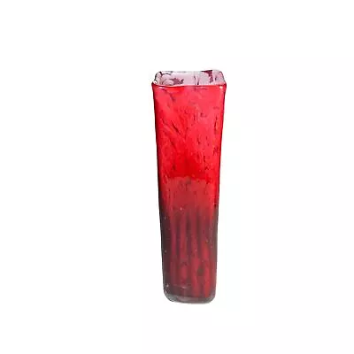 Buy Vintage Art Glass Murano Style Vase Raspberry Red Exterior White Interior  • 24.99£