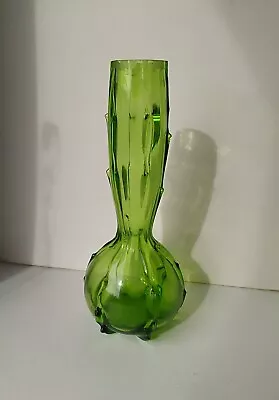 Buy Antique Victorian Green Glass Thorn Vase. 19cm Tall. • 15£