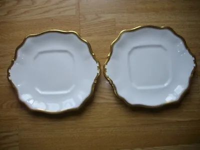 Buy 2 X Vintage Adderley  Bone China Cake Plate White With Gold Trim • 10£