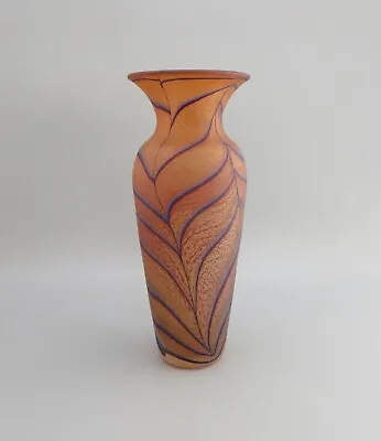 Buy Will Shakspeare British Art Glass Vase Orange, Blue & Purple Trails Glass 24.5cm • 69.99£