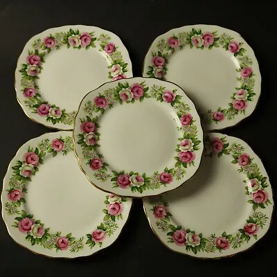 Buy Colclough Enchantment 5 Tea Side Plates 15.5cm Vintage Pink & White Roses - 2nds • 12.99£