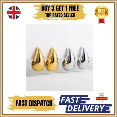 Buy NEW Vintage Chunky Dome Drop Earrings - Glossy Teardrop Design, Lightweight - UK • 3.99£