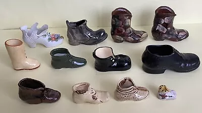 Buy 12 X Vintage Ceramic/Pottery Miniature Shoes/Boots, Collectable/Novelty • 8£