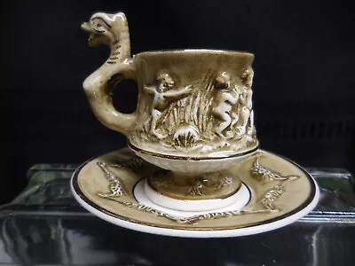 Buy Rare Vintage 1960’s R. Capodimonte MAS Italy Dragon-handled Demitasse Cup/Saucer • 27£