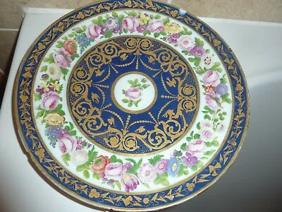 Buy 19th Century Sevres China 24.6cm Blue &gilt Design Cabinet Plate-flowers &leaves • 78£