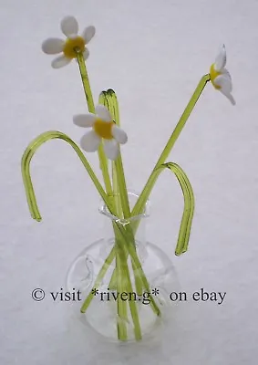 Buy DAISIES GLASS ORNAMENT SCULPTURE@VASE@BEAUTIFUL Bunch  Of FLOWERS@HOUSE WARMING • 11.75£