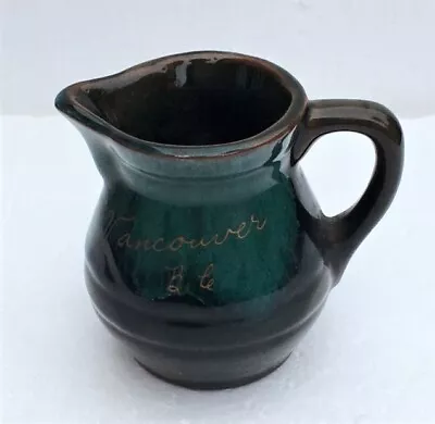 Buy Canadian Art Pottery Vancouver British Columbia Souvenir Jug  Green Brown Black • 8£