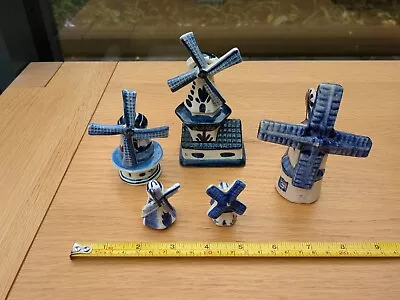 Buy Collection Of 5 Windmills Vintage Delft Blue Dutch Pottery • 3.50£