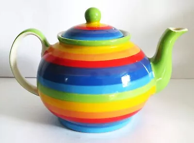 Buy Love Windhorse Rainbow Striped Ceramic Teapot Hand Painted 1 Pint • 13.99£