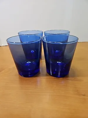 Buy Set Of 4 Libbey Cobalt Blue Juice Glasses Drinkware Barware Glassware Mint • 33.14£