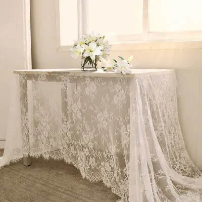 Buy 3m White Vintage Lace Tablecloth Floral Dining Table Cover Wedding Party Decor • 8.99£