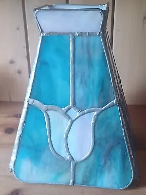 Buy Vintage Stained Glass Lampshade Tulip Bell Shape  8 3/4  W, 10.5  L. Turquoise  • 43.17£