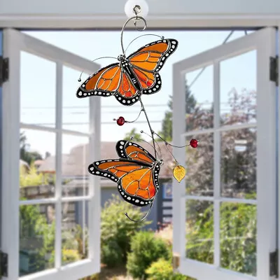 Buy Butterfly Suncatcher Stained Glass Ornaments Window Wall Hanging Decor • 14.12£