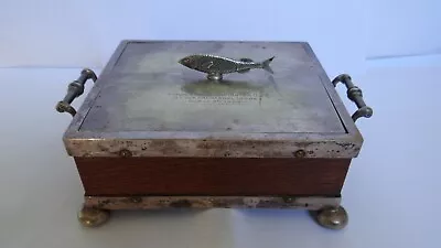 Buy Antique W&R Stoke On Trent Carlton Ware Porcelain Wood Silver Fish Handle Box • 238.30£