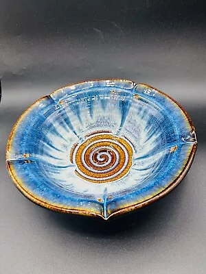 Buy Bill Campbell Art Pottery Bowl Spiral Infinity Swirl Drip Glaze 10” Mint • 79.38£