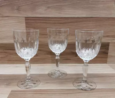 Buy 3 X Vintage Crystal Glass Wine Glasses - 155mm Tall • 12.99£