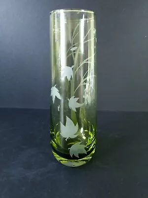 Buy Caithness Green Glass Vase Etched With Autumn Leaves • 12£