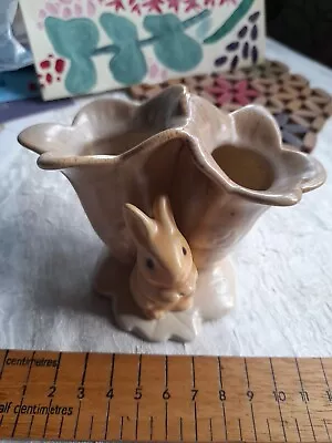 Buy Hornsea Pottery Rabbit Posy Vase  30s Lily Pad • 5.75£