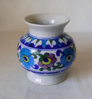 Buy Vintage Persian / Iznik Pottery Vase Decorated With Scrolling Flowers : Faience • 12£
