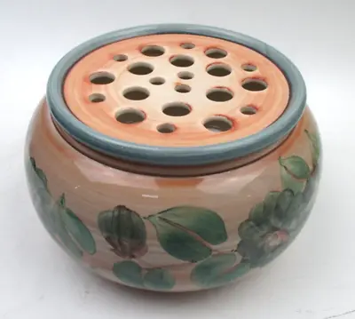 Buy Vintage Jersey Pottery Hand Painted Floral Flower Frog Posy Pot Pourri Bowl • 16.99£
