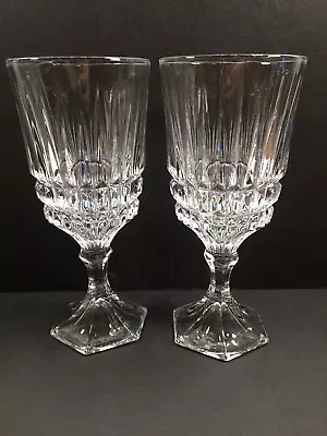 Buy Vintage Fostoria Heritage Crystal Wine Water Goblets Elegant Stemware • 17.08£