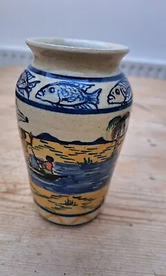 Buy Handmade Pottery Vase.African Dedza,  Fishing Studio Pottery Makers Mark • 9.99£