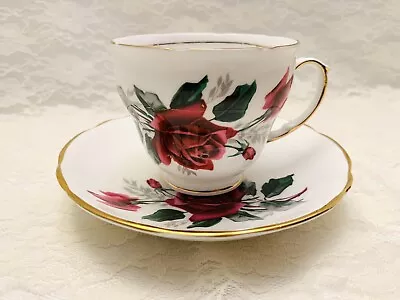 Buy Duchess Fine Bone China Teacup Cup & Saucer Red Rose Burgundy Made In England • 6.76£