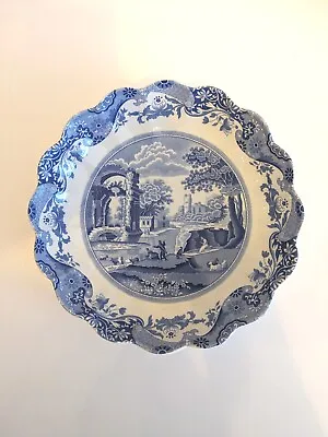 Buy Spode Italian Blue Round Scalloped Serving Dish Bowl Plate • 27.75£