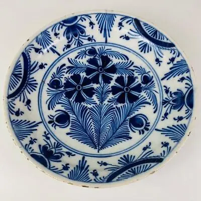 Buy 18thc Antique Delft Plate 23cm Hand Painted Dutch Netherlands Rare Pottery C1740 • 145£