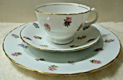 Buy 3-pc H&M Sutherland Bone China Rose Flower 8  Plate & Coffee, Cup Saucer England • 17.97£