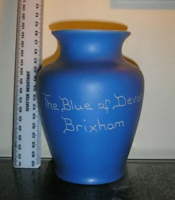 Buy Vintage Devon Ware Pottery Blue White Vase BRIXHAM  15 Cm Tall • 7.50£