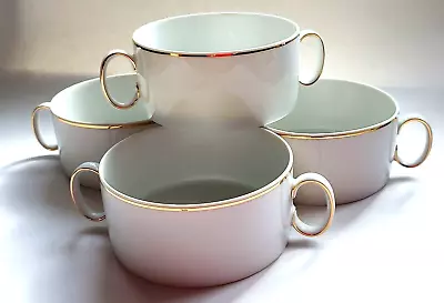 Buy 4 X Thomas China 'medallion' White Porcelain Soup Bowls Thin Gold Line • 22£